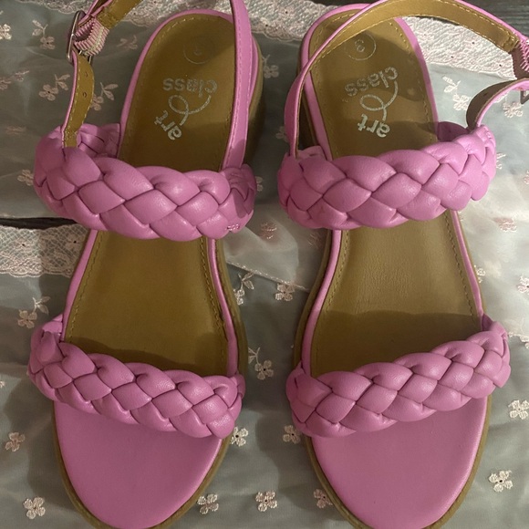 Kids Pink Braided Sandals - Picture 3 of 3